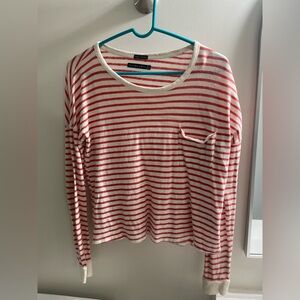 Abercrombie & Fitch Coral and White Striped Top
